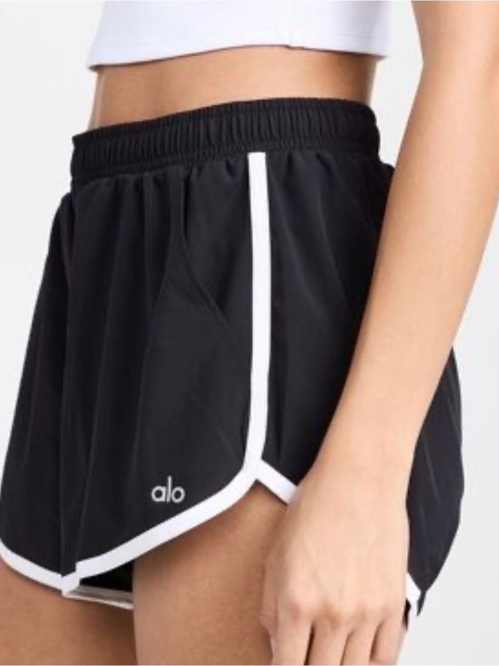 ALO Yoga Black Athletic Shorts with White Trim
